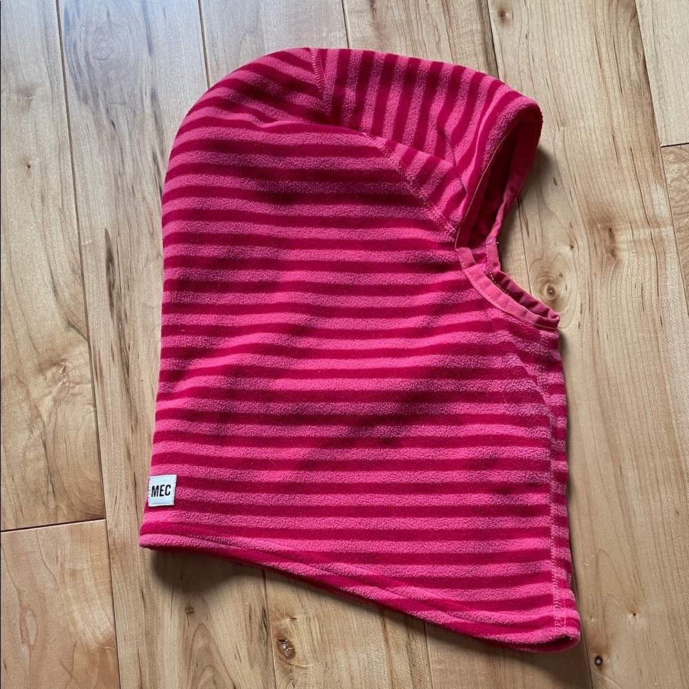 MEC Kids Hot Pink and Dark Pink Striped Fleece Balaclava Hood
